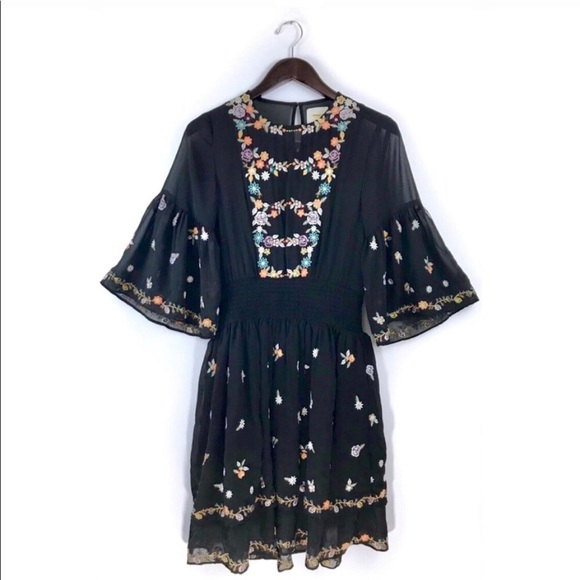 Maeve | Anfisa Embroidered Bell Sleeved Dress - Picture 5 of 5